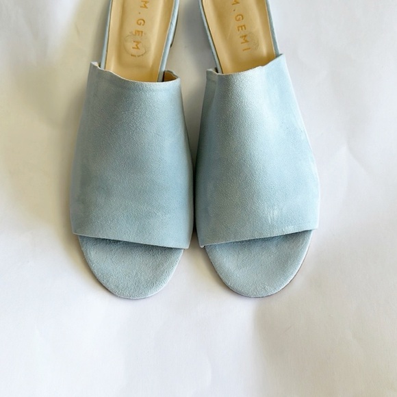 M. Gemi Womens Nuvola Pale Powder Blue Suede Mules Sandals Slip On Slides 39.5 9 - Picture 3 of 10